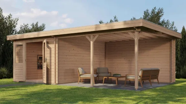 Cambridge Log Cabin with Veranda 300 x 400 cm + 400 cm détail 1