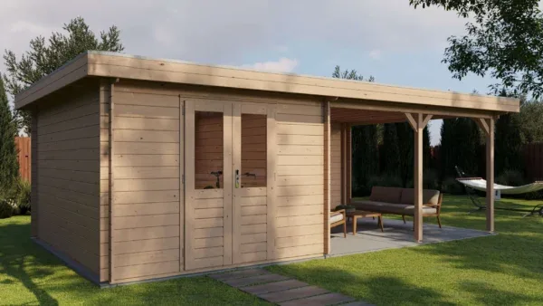 Cambridge Log Cabin with Veranda 300 x 400 cm + 400 cm détail 2