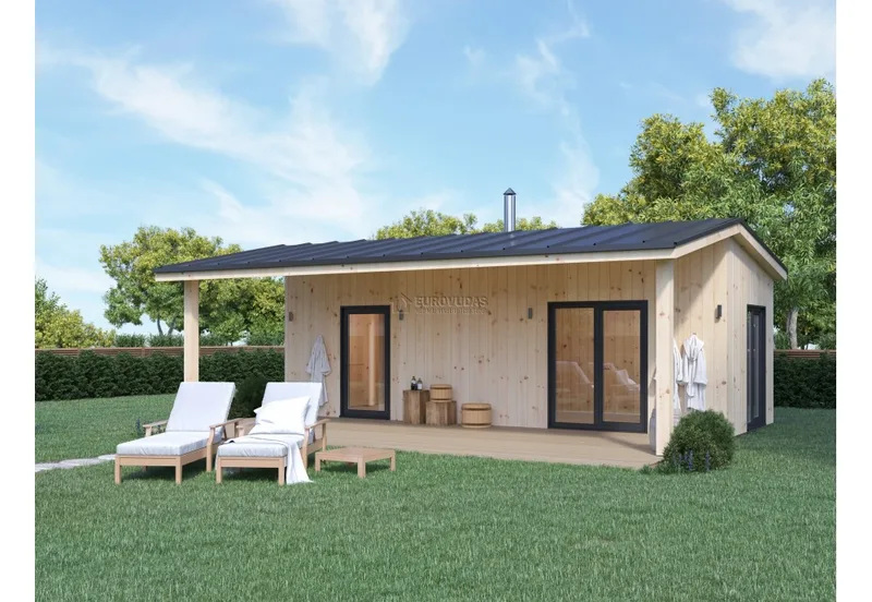 Wooden Sauna Cabin 8 x 3 m (24 m2)